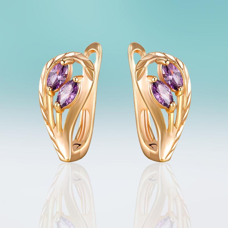 

Stud Fashion Small Earrings For Women Red/Blue/Black/Green/Purple Cubic Zirconia Hollow Flower Korean Jewelry