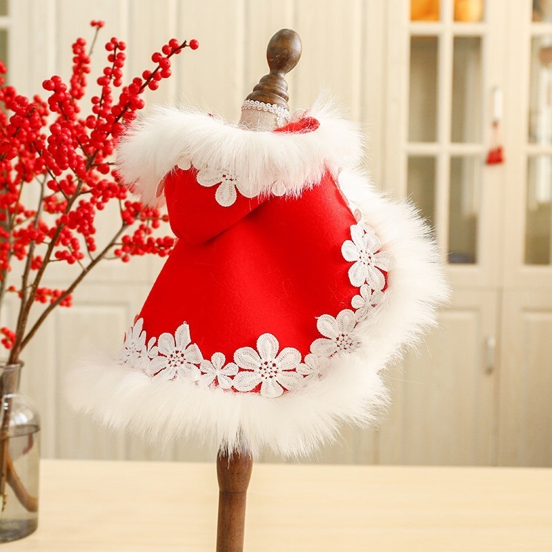 

French Bulldog Dog Clothes Warm Coat Winter Red Cloak For New Year Pug Bichon Chiwawa Christmas Puppy Pet Clothing Coats&Jackets T200710