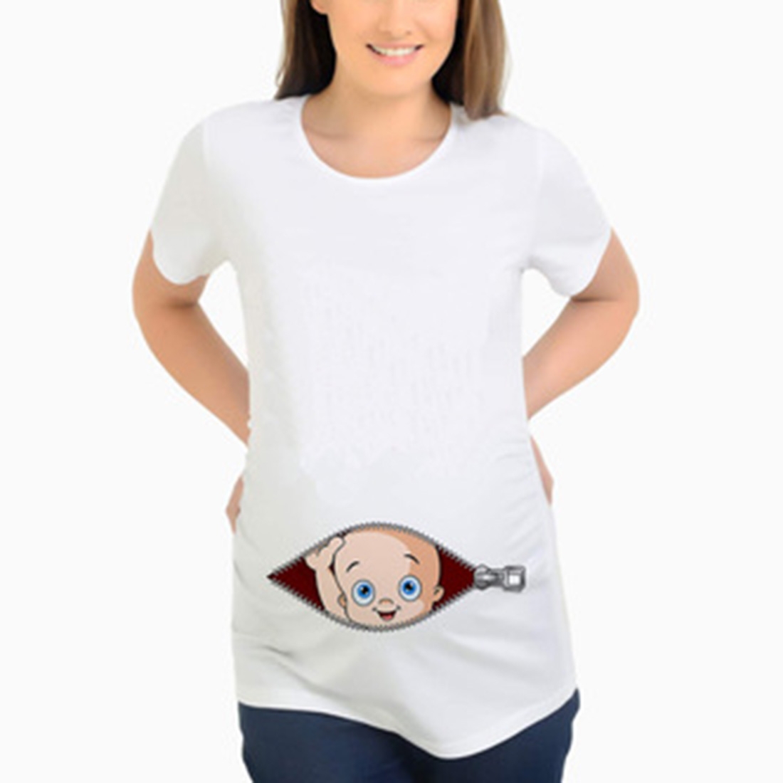 

Funny Baby Pattern Pregnant Women Short Sleeve T-Shirt SizeXXL