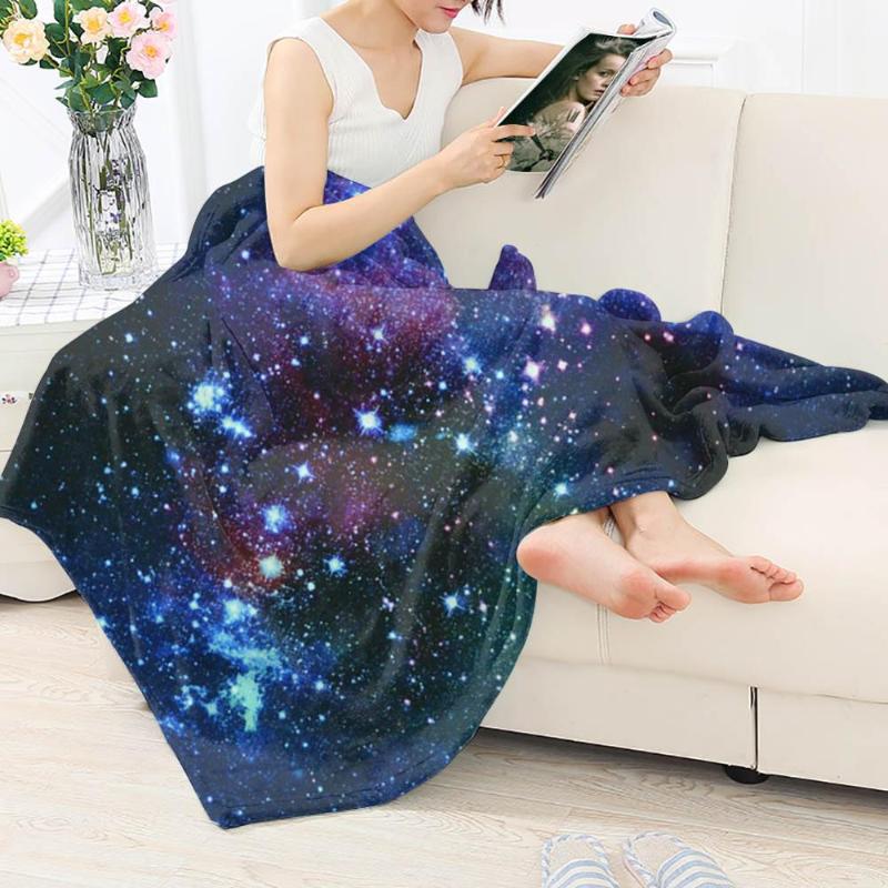 

HUGSIDEA Universe/Galaxy Throw Blanket for Spring Autumn Space Star Print Sherpa Fleece Blanket On Beds Super Soft Sofa Cover