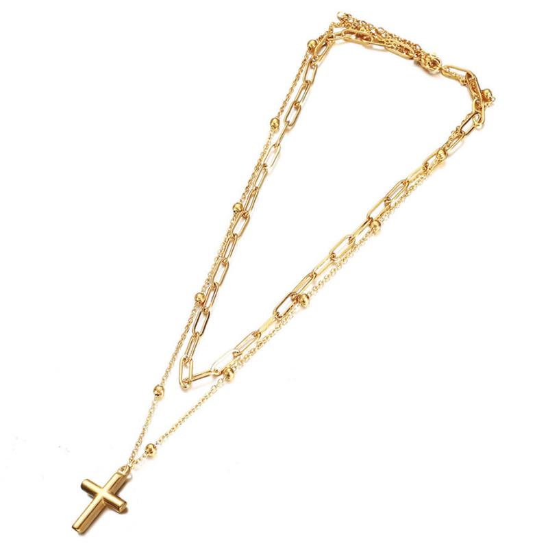 

Chokers 2021 Fashion Small Cross Pendant Necklace For Women Gold Color Stainless Steel Neck Chains 35+5cm Choker Collar Jewelry