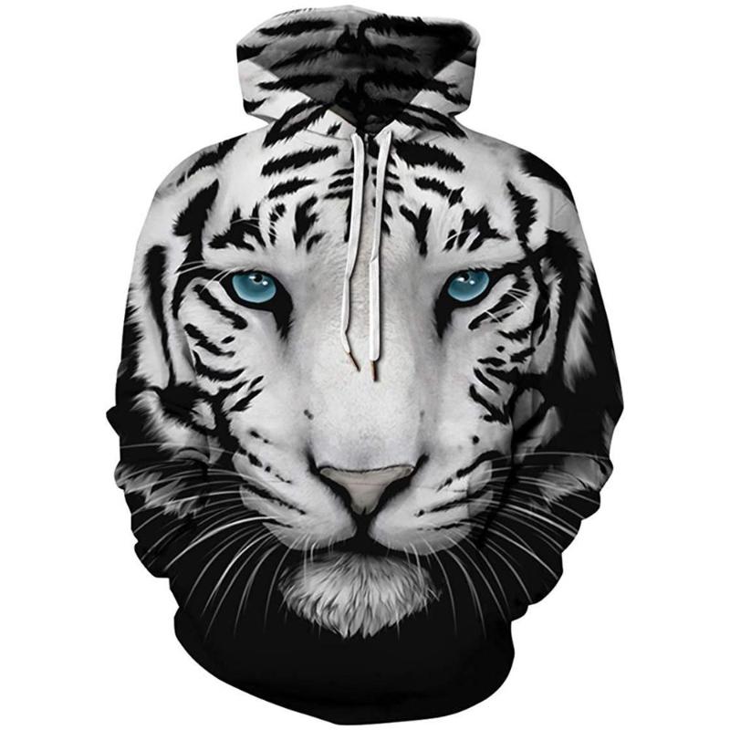 

2020 Spring Autumn 3d Tiger Hoodies Animal Cool Hoodies For Men 3D Printing Skull Pocket Drawstring Hooded Pullover, Hob000102