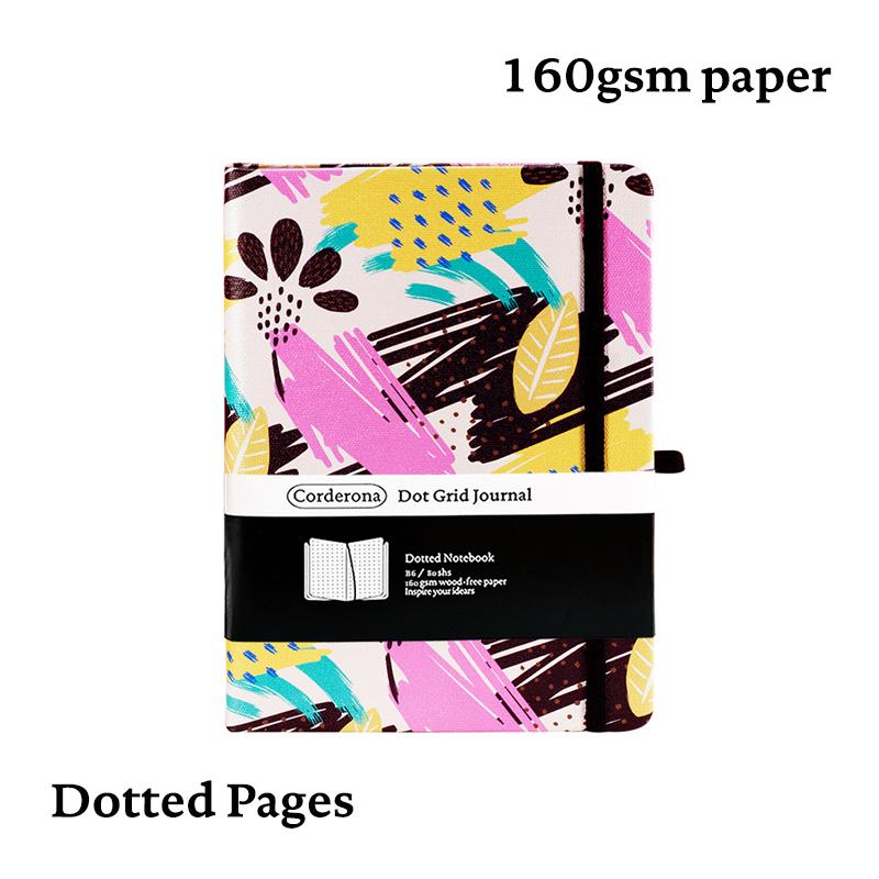 

B6 Memphis Dotted Notebook Dot Grid Journal Hard Cover 160gsm Elastic Band Thick Paper Travel Planner Diary
