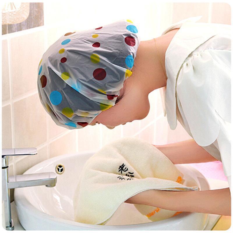 

Sale Shower Cap Waterproof High Quality Hair Salon Elastic 1PC Thicken For Women Bath Hat Bathroom Products1