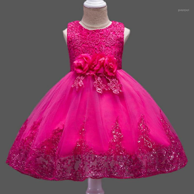 

CAILENI Girls Lace Dress Flower Baby Dresses Birthday Children Party Dress Pageant Kids Wedding Clothing for Girl1, Purple