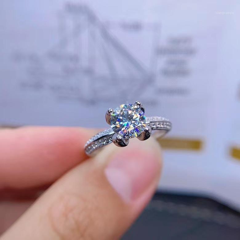 

Cluster Rings 2022 Crackling Moissanite Ring For Women Jewelry Engagement Wedding 925 Silver Birthday Gift, Golden;silver