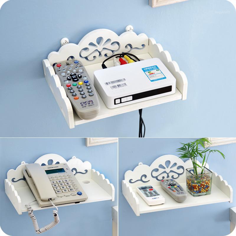 

DIY carved woden HDF STB Remote Control holder TV Set-top decorative wall shelf mobile phone storage rack organizer home deocr1
