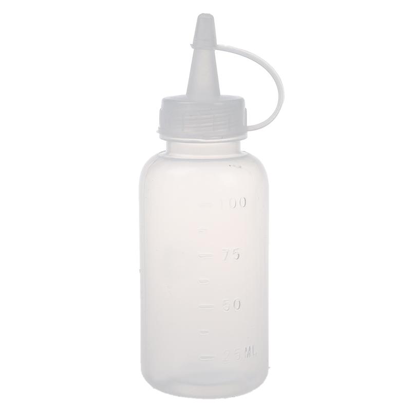 

Clear squeezable 100 ml flask, white cover dispenser (10 bottles