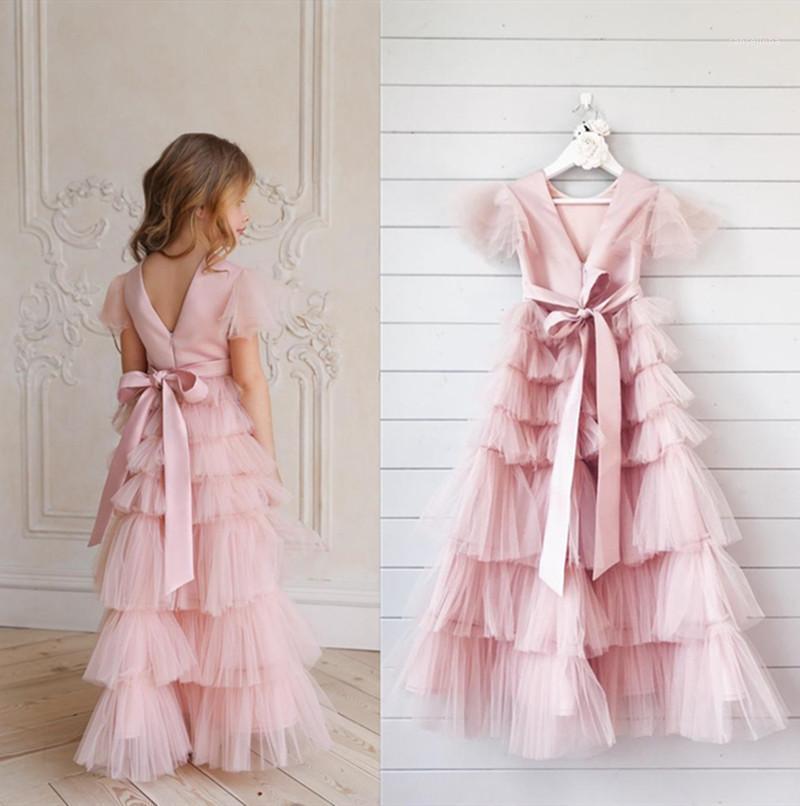 

Girls Clothes White Pink Tiered Tulle Christmas clothing Kids Party Dress baby Girls Princess dress1, Custom made