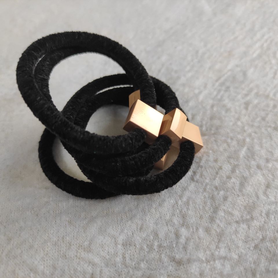 

good qualityÂ hair ties Â square C metal decorationÂ Â elastic blackÂ hair rope bracelets accessories hairband, Pink