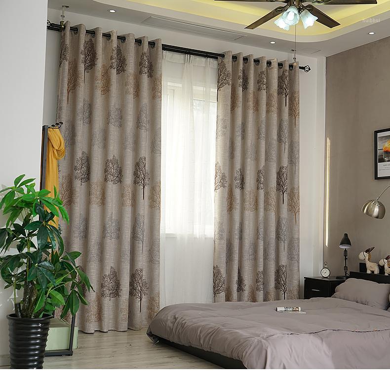 

Custom curtains European classical tree cotton coffee livingroom bedroom window cloth blackout curtain M8031