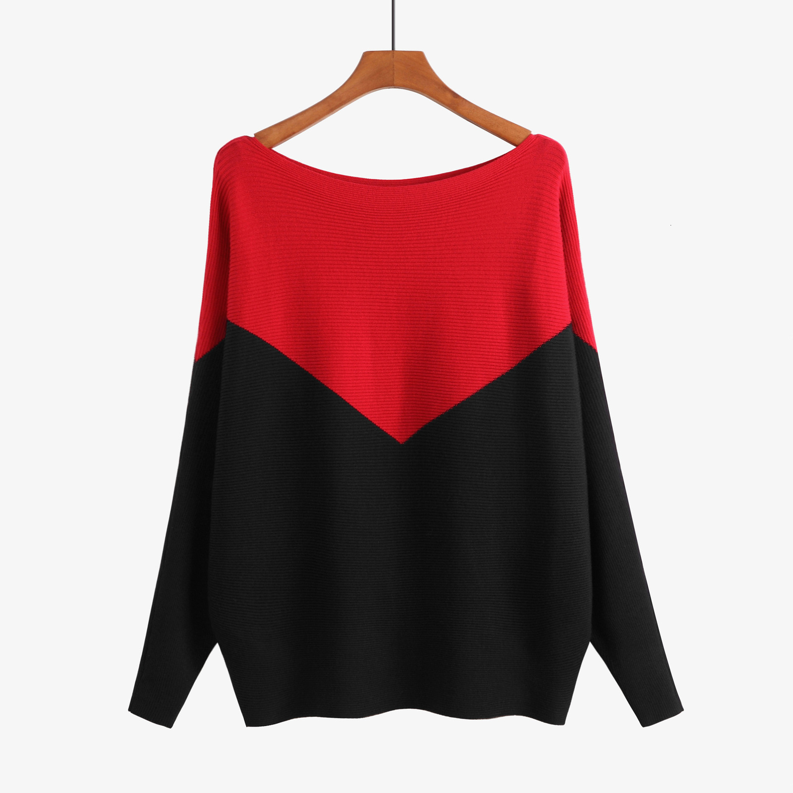 

New 2021 Women Sweater Oversized Batwing Long Sleeve Knitted Pullovers Top Soft Loose Casual Female Jumper Pull Femm Xq5t, Red