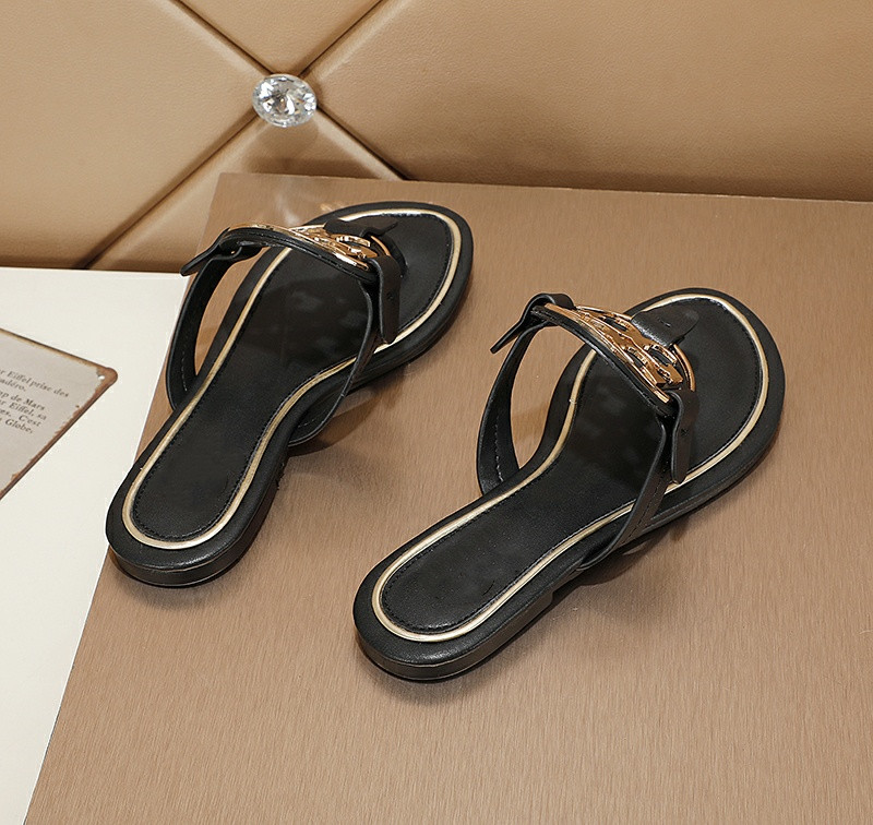 

2021 style burch ladies slippers double-layer lusso progettista sandals flat slippers ladies beach shoes outdoor travel fashion Tory slip, Black;red