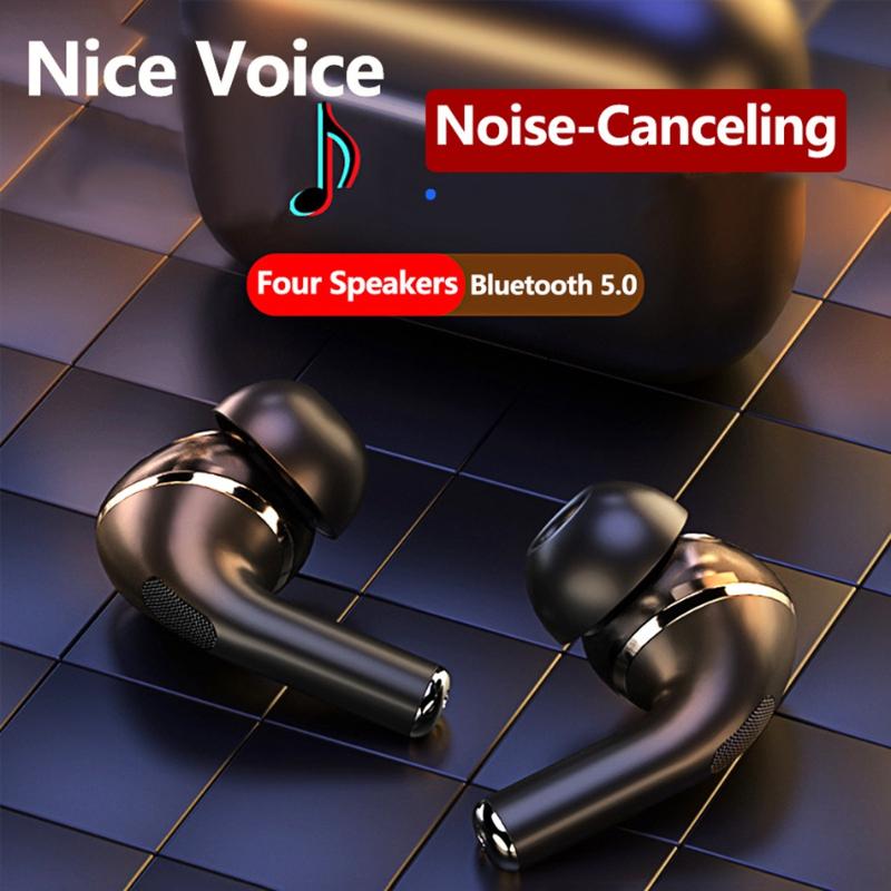 

Bluetooth 5.0 Earphone Wireless Bluetooth Headphone TWS Noise Canceling Touch Control In-Ear Four Speaker Mini Earbuds Headset, White