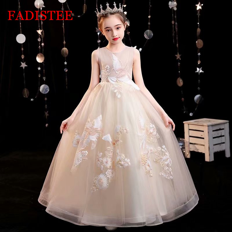 

FADISTEE Champagne Lace Floor-length Tiered Girl dress Flower Girl Dresses vestidos lace Baby Girl Infant Dress Kids Formal Wear girls dress