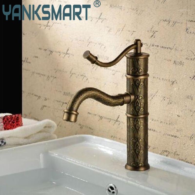 

Bathroom Antique Brass Contemporary Top Grade Deck Mount Bathroom & Kitchen Basin Faucet Antique Pattern Mixer Tap1