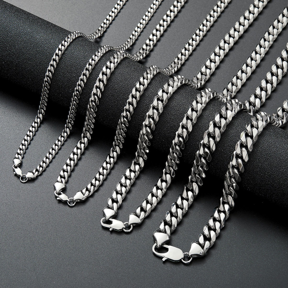 

16-30inch Stainless Steel Men Women High Polished Jewelry Hip Hop Cuban Link Chain Necklace Bracelets Chokers Curb Chains 6MM/8MM/10MM/12MM