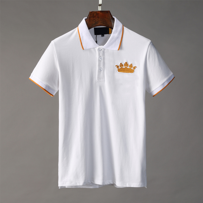 

Designer Tops Casual short sleeve cotton breathable slim Men's Polos, White