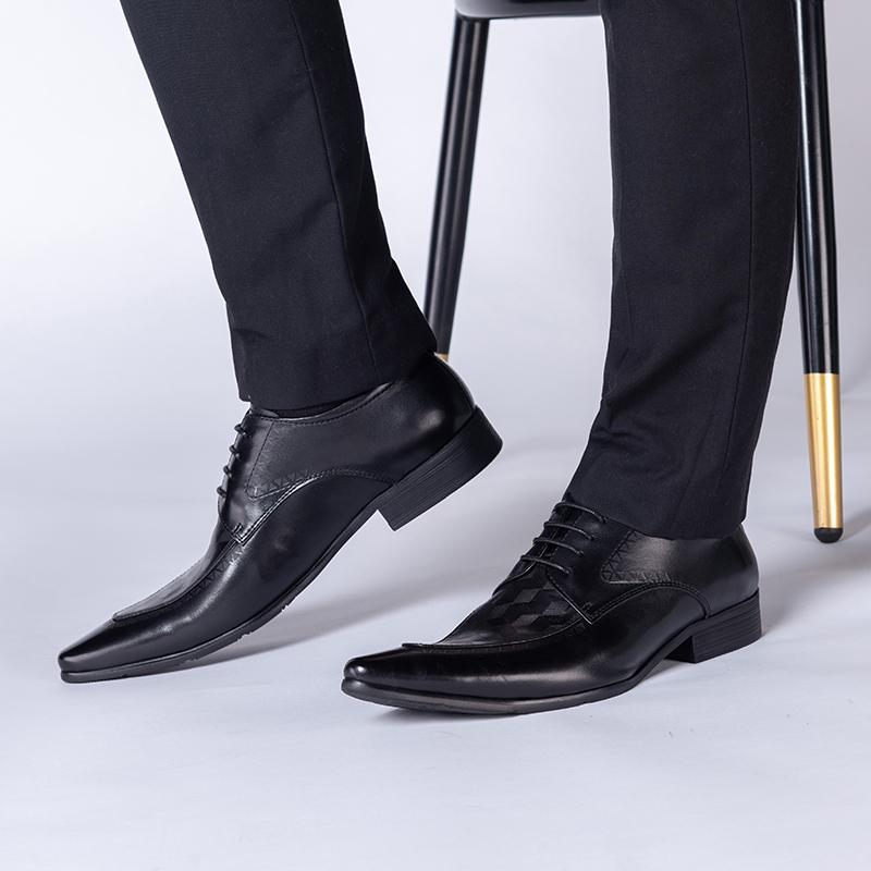 

ZGZJYWM Fashion Breathable Handmade Business Black Casual Genuine Leather Lace-Up Pointed Toe Oxford Dress Wedding Men Shoes