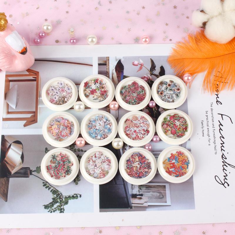 

Nails Art Paper Alphabet Jewelry Patch 3D Merry Christmas Decoration Accessories Tools Color Flower Star Wood Pulp Sheet Mixed