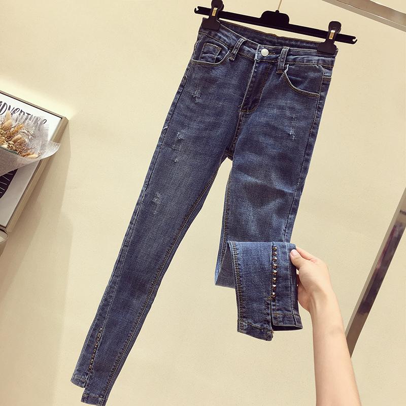 

New Slim Jeans for Women High Waist Jeans Blue Denim Pencil Pants Stretch Women Skinny female washed Pants Trousers, Black
