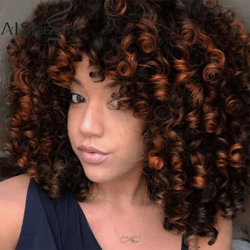

AISIBEAUTY Wigs For Black Women Synthetic Kinky Curly Wigs 14 Inches Short Black Natural Afro Hair For Women Male Wigs Hair Weave From F7M4#, Wl9192-t2-30