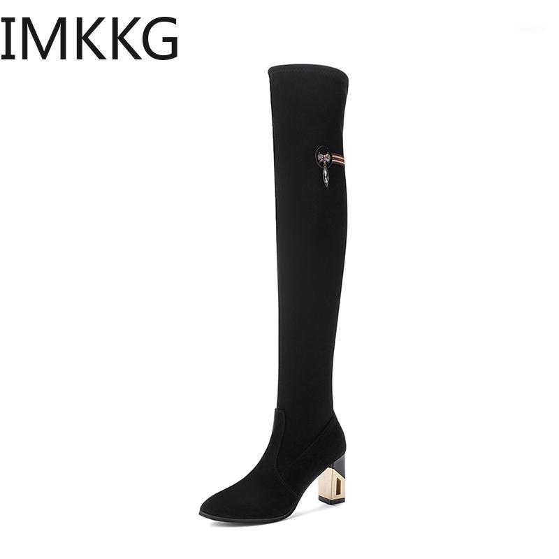 

High Quality Winter Shoes Slim Elastic Women's Boots High Heel Over The Knee Boots Sexy Women Snow1, Black