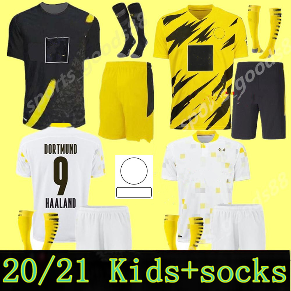 

Borussia 2020 2021 Kids kit Dortmund HAALAND soccer jerseys kit 20 21 HAZARD GOTZE REUS WITSEL PACO ALCACER Third set football shirt, Colour 7