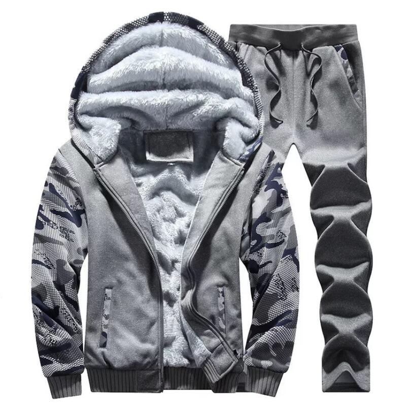 

Designer Tracksuit Winter Thick Warm sweatsuit Men hoodie + pants Mens Clothing Sweatshirt Pullover Casual Tennis Sport Tracksuits Sweat Suit, Gray