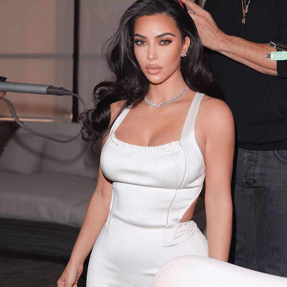 

New 2020 Sexy Ladies Halter Sash Zipper Bandage Fashion Dress Party Dal2, White