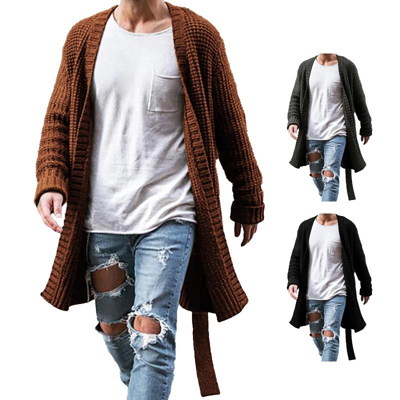 

Men's Sweaters Knitted Coat Large Size Keep Warm Cardigan Men Long Sleeve Midi Sweater For Home, White;black