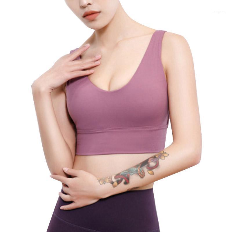 

Women Sports Bra Underwear Solid Color Deep V Neck for Yoga Fitness Running X851, Blue