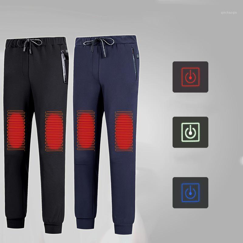 

USB Charging Intelligent Heating Pants Winter Outdoor Warm Men USB Electric Heated Pants Fleece Lined Slim Thermal 20201, Black