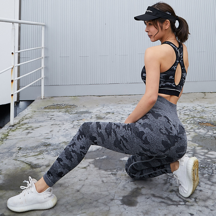 

Legging Women Sports Pants Camouflage Print Contrast Colors Running Yoga Joggers Trendy Womens Dance Fitness Pants, Black