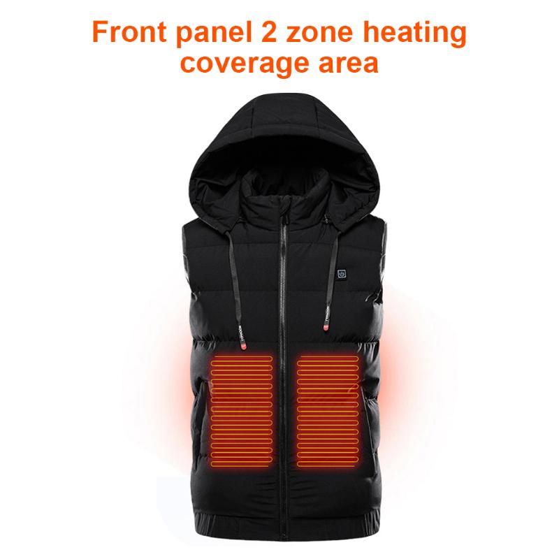 

Jacket Heating Heated Pad 9 Heating Areas USB Jacket Electric Thermal Clothing Waistcoat Warm Clothes Hooded Hot USB, As pic