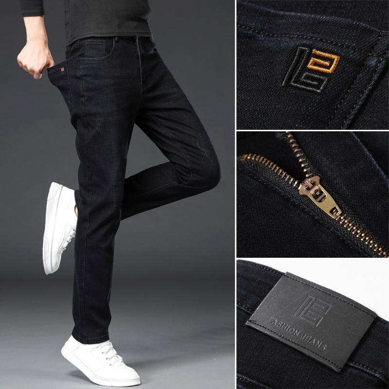 

2021 Brand Men's New Jeans Business Casual Elastic Comfort Straight Denim Pants Male High Quality Men Trousers black blue, 1612h blue