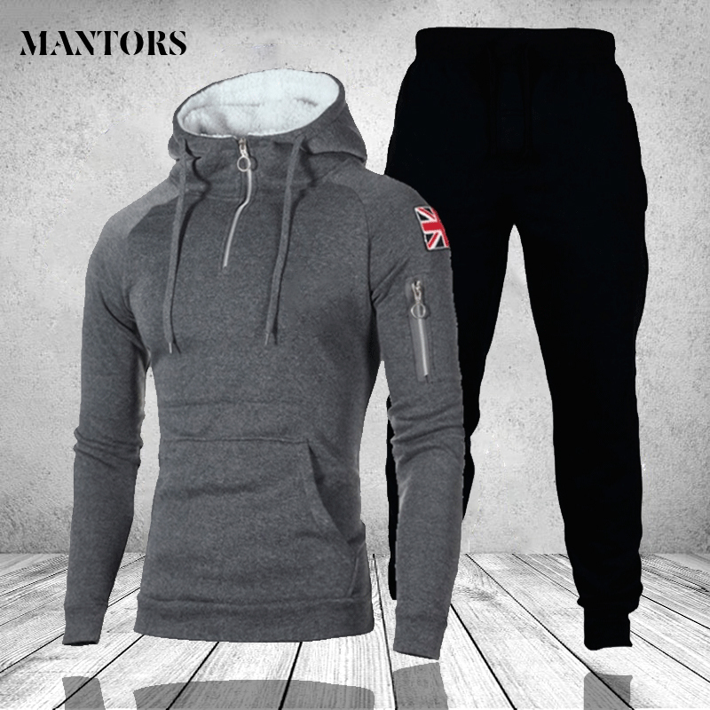 Mens Hoodies Sets Autumn Solid Track Suit Male Hooded Sweatshirt Sweatsuit Tracksuit Men Clothing Casual Sportswear Jogger Pants 201124Z