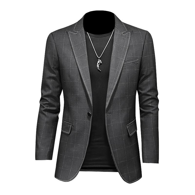 

Fashion Plus Size 5XL Men Casual Blazer 2021 New Men England Style Single Breasted Suit Jackets Formal Plaid Blazers Male, Gray