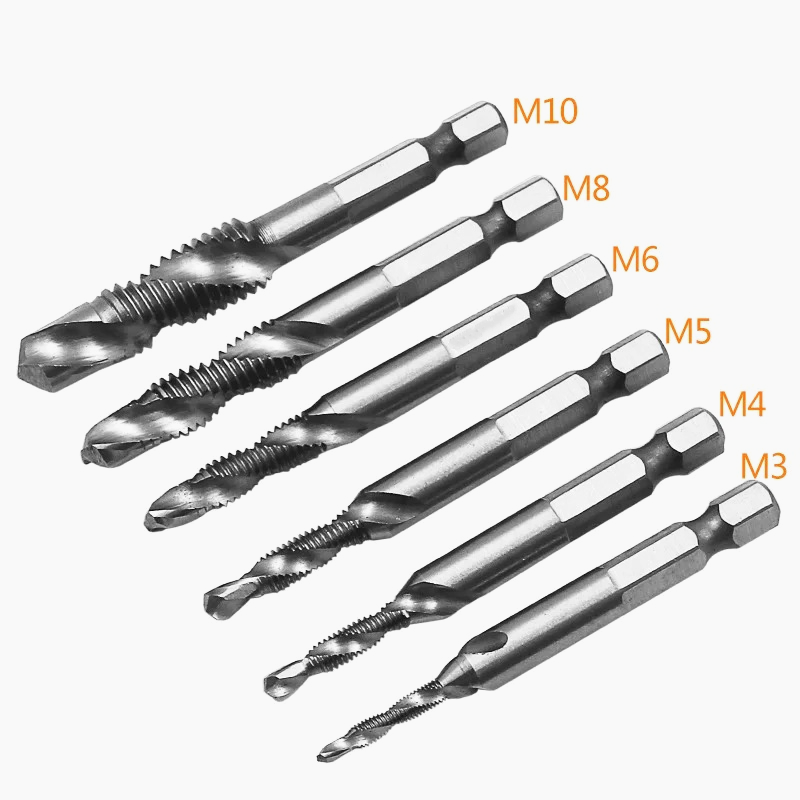 

6pcs/set Citop M3-M10 HSS Drilling Screw HSS Taps Twist Drill Bit Set Hex ShankThread Screw Tapping Tools IN Quick Change