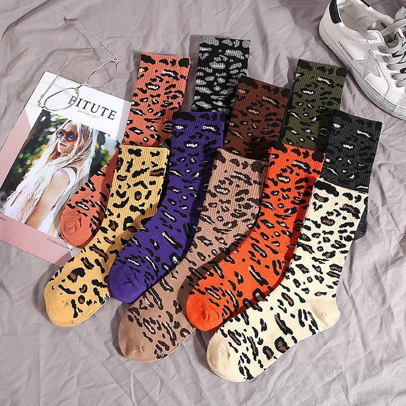 

Women Fashion Leopard Print Socks Winter Warm Harajuku Retro Vintage Sock for Girls Christmas Gift 2020 Autumn Sales Hot, Beige