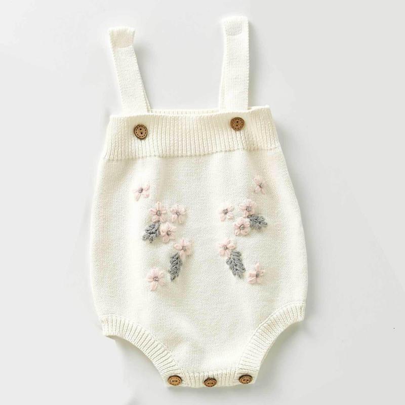 

2021 New Baby Knitted Sleeveless Flower Embroidery Jumpsuit Newborn Girls Bodysuit One-piece Outfits Clothes Autumn Playsuit Ny6s, 203k04blue