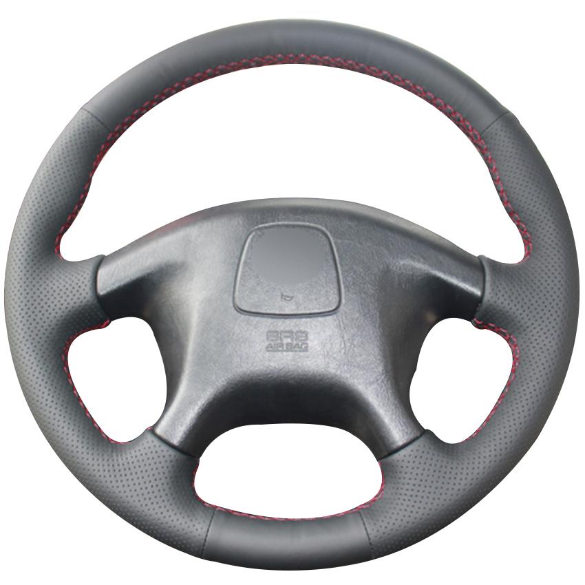 

DIY Hand-stitched 100%Original PU Leather Car Steering Wheel Cover For Mitsubishi Pajero Old Pajero Sport black 15inch 38cm