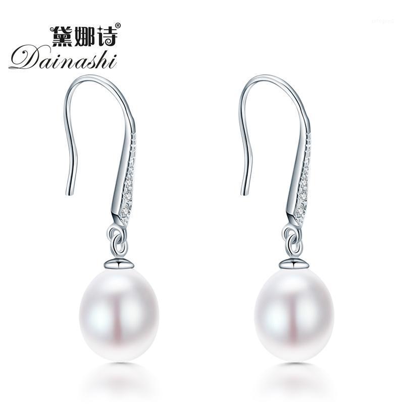 

Dangle & Chandelier Dainashi925 Sterling Silver Earrings Jewelry 100% Real Pearls 9-10mm Freshwater Pearl For Women Simple And Stylish1