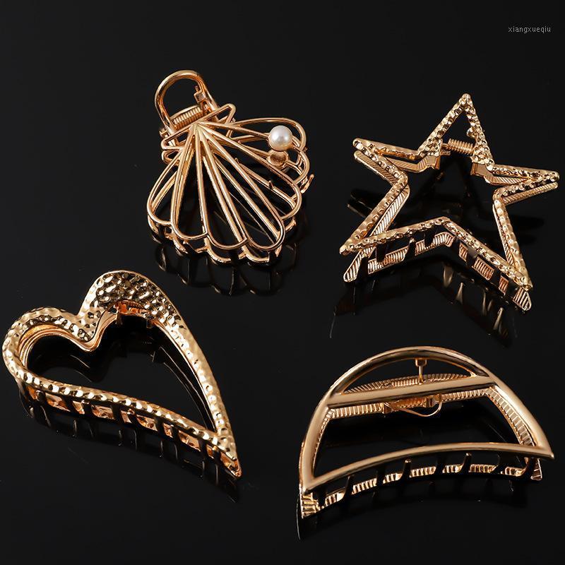 

Han Guodong Gate Type Hair Geometry Claw Clamp Head Metal Butterfly Clip Ins Minimalist Twist Horsetail Clips & Barrettes, Golden;silver