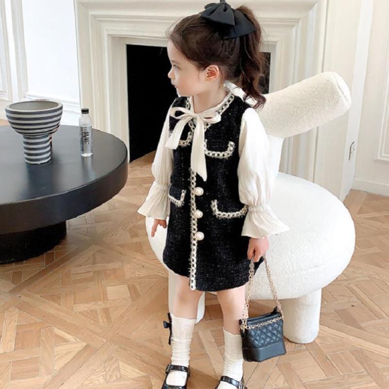 

Girl's Dresses DFXD Girl Dress 2022 Autumn Children Costume Bow Collar Flare Sleeve Patchwork Princess Fashion Kids Vestidoes 2-7Yrs, Red;yellow