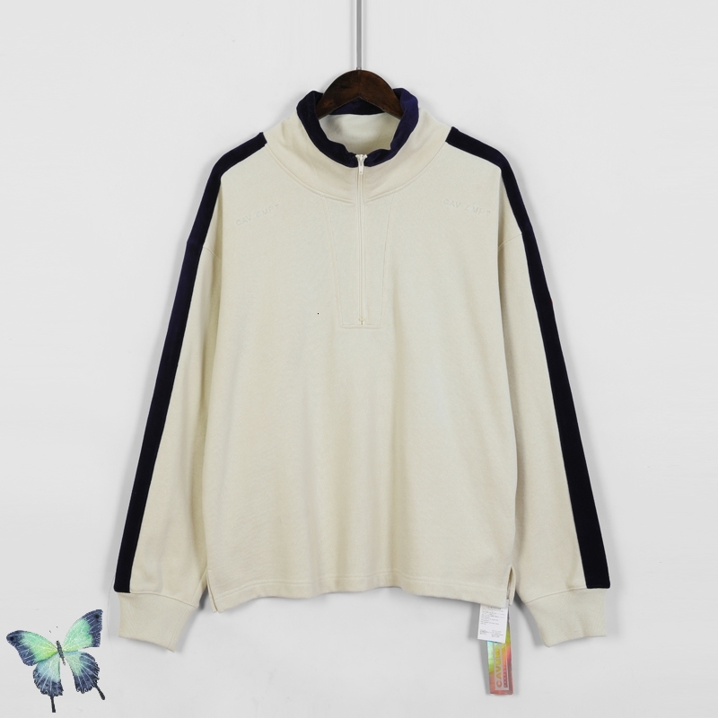 

2021 New Cav Empt Half Zipper Stitching Sweatshirt Men Women Quality Fashion Pullover Velvet High Street Washed Sweatshirts Mtqw, Q61