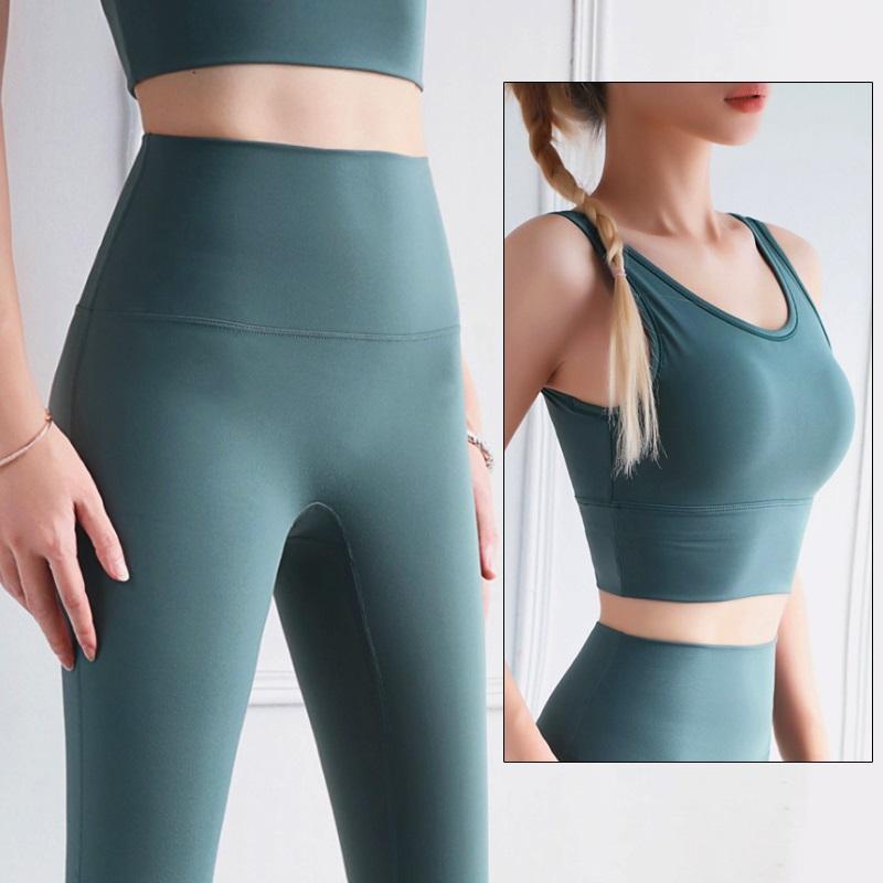 

Women Seamless Yoga Set Fitness Sports Suits Gym Clothing Sportswear Crop Top Shirts High Waist Running Leggings Workout Pants1, Green suit