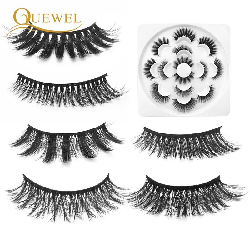 

Quewel 7 Pair Faux Mink Lashes Synthetic Fake Eyelashes Hair Strip Natural Eyelash Extension Women Makeup Tool 3D Wholesale