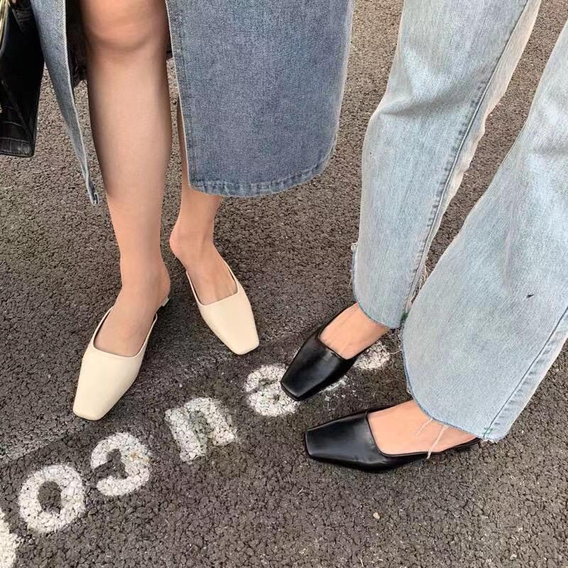 

Snake Printed Fashion Women Slippers Square Toe Solid Color Thick Low Heels Casual Slides Slippers Mules Shoes Size 35-39, Beige