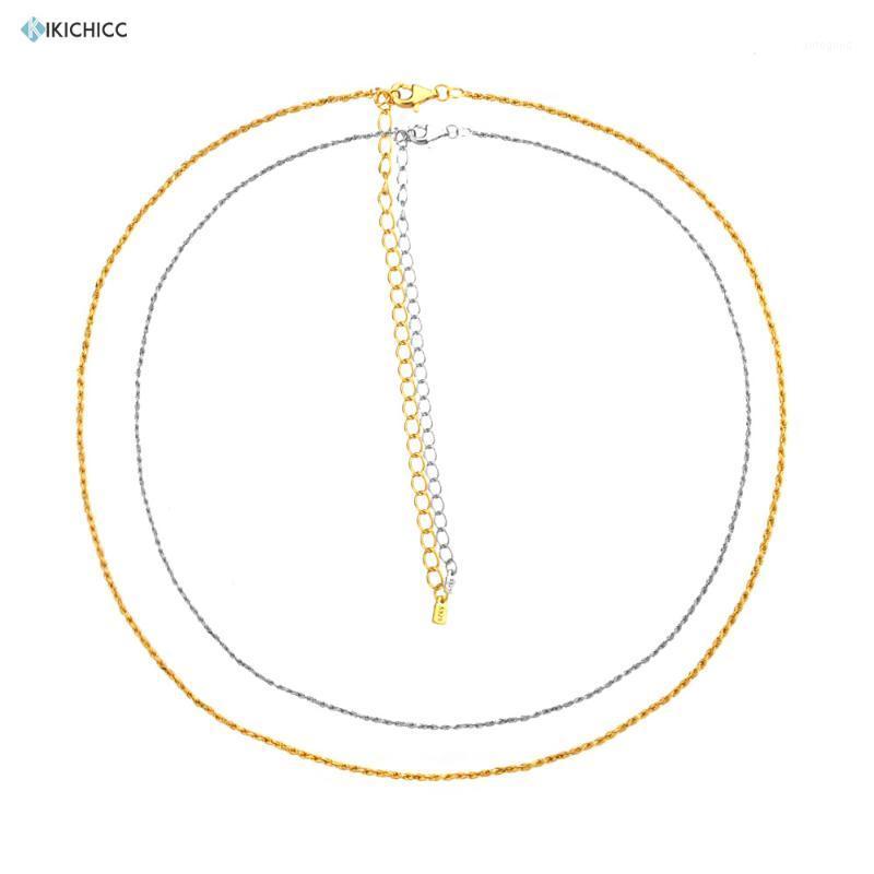 

Chains Kikichicc 100% 925 Sterling Silver Gold Twist Chain Locker Choker Necklace 2021 Rock Punk Fashion Thin Fine Jewelry1